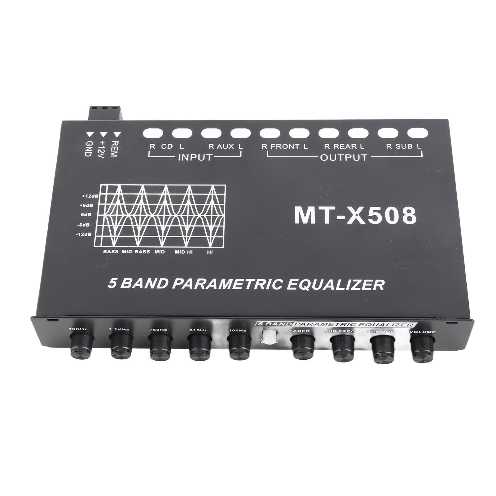 Car Audio Equalizer, Adjustable 5 Bands Precise Tuning Car Amplifier Graphic Equalizer Easy to Use EQ Tuning Crossover Amplifier Car Equalizer for Motorcycle Car