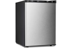 Antarctic Star Upright Freezer 2.1 Cu.ft, Compact Mini Freezer with Reversible Single Door, Temperature Control, Removable Shelves, Small freezer Stainless Steel for Dorms Home Office, Silver