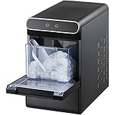 VEVOR Nugget Ice Maker, 37lbs/24H, with Self Cleaning, with Ice Scoop and Basket, Stainless Steel Ice Machine with Convenient Ice Transfer for Home Kitchen Office Black