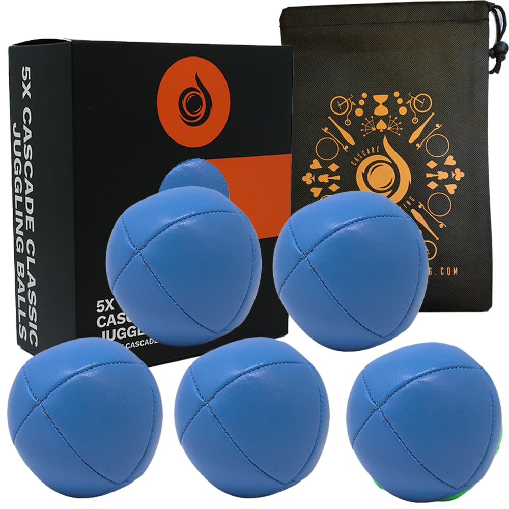 5 x Pro 105g Cascade 8 Panel Thud Juggling Balls & Bag - Set of 3 Juggling Balls (Blue)