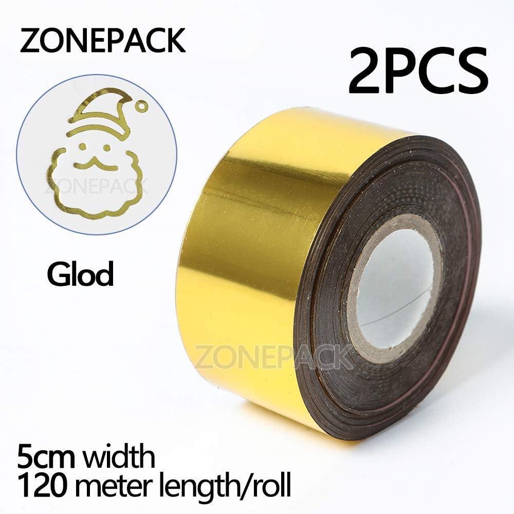 Hot Foil Paper Roll 5cm (1.96'') Width Gold Foil for Stamping Machine Embosser Leather Paper PVC Cards (2 Rolls 5cm Gold)