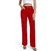 Guaile Womens Jeans High Waisted Stretchy Straight Leg Split Hem Jeans for Women Trendy Classic Denim