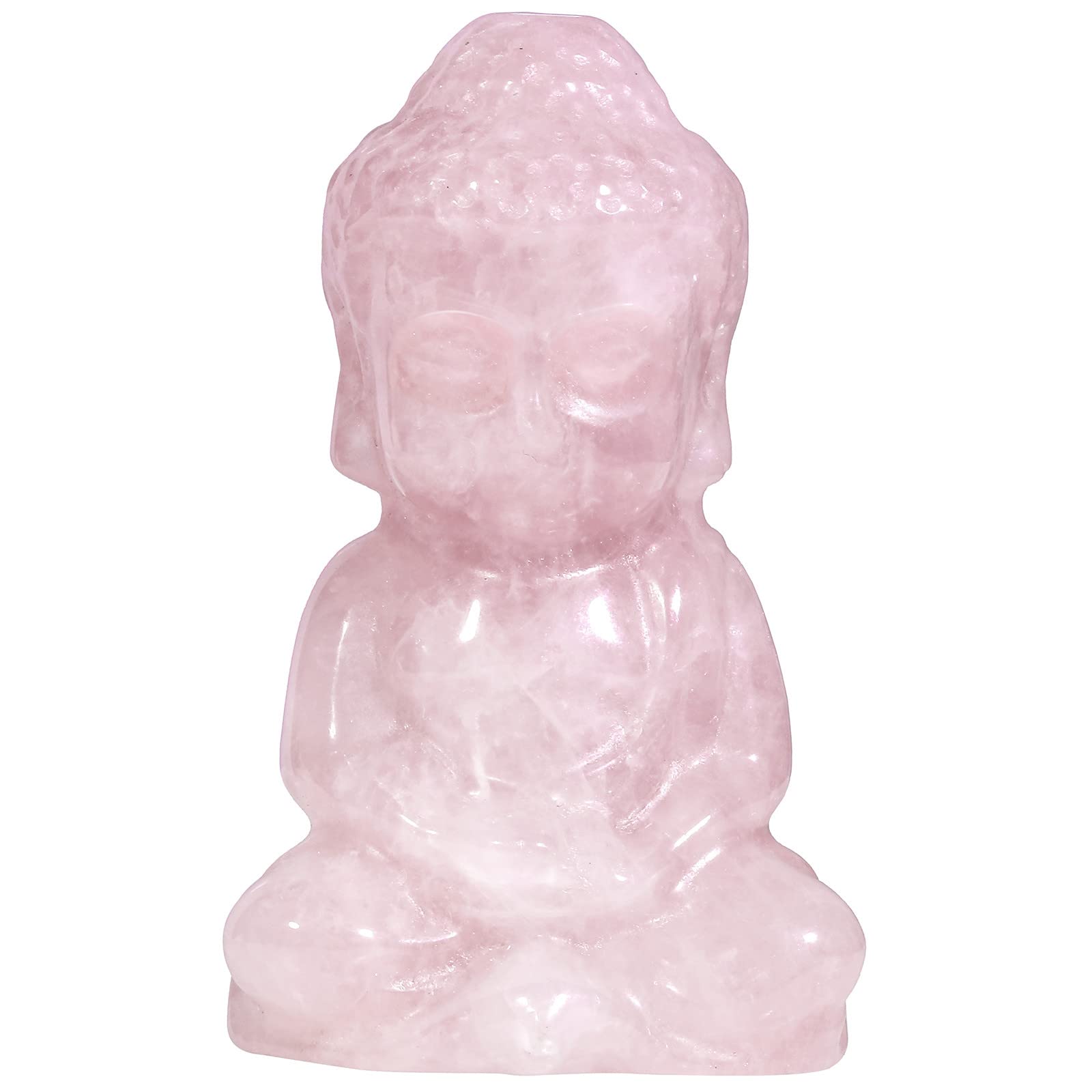 Nupuyai Rose Quartz Crystal Stone Lucky Baby Buddha Statue Ornament, Spiritual Healing Carved Stone Figurine Good Luck Home Office Decor