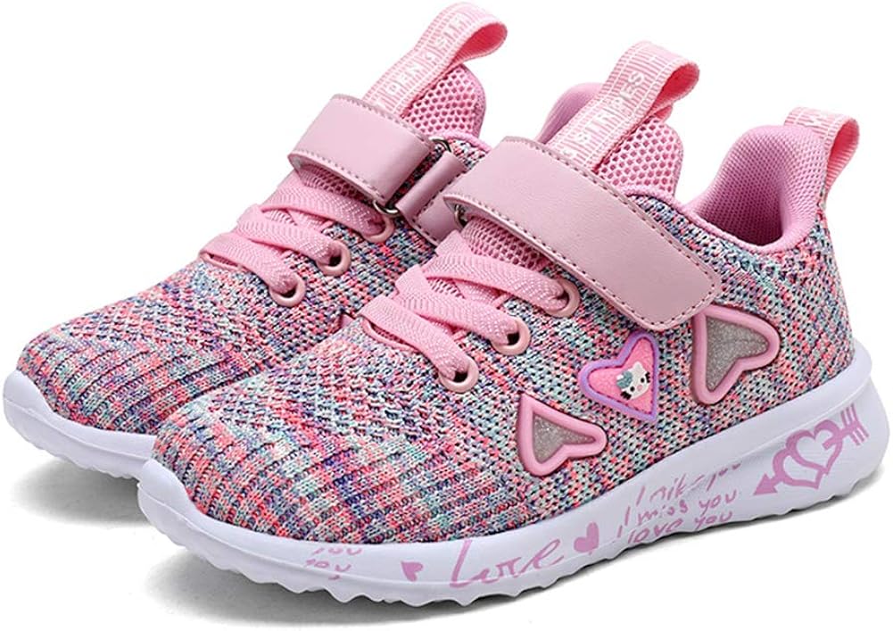 JYTYSM Girls Cute Athletic Shoes Mesh Children Heart