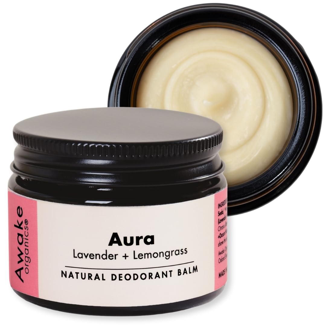 Natural Deodorant - Aluminium Free - Plastic Free - Certified Cruelty Free - By Awake Organics (Aura (Glass Jar))