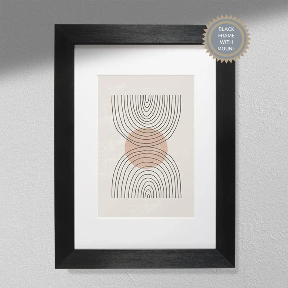 Hygge Creations Arches Retro Wall Art | Beige Print | Rustic Decoration-A4 White Frame with Mount