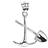 High Polish 925 Sterling Silver Pick and Shovel Necklace Pendant