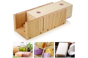 FantasyDay Adjustable Bamboo Soap Mold Loaf Cutter Mold Set (Large Size) + 1 pc Rectangle Soap Silicone Loaf Mold Wood Box fo