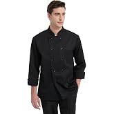 TOPTASK Chef Jacket Black Chef Coat Long Sleeve Chef Clothes Men,Chef Uniform for Kitchen,Restaurant,Hotel Uniform