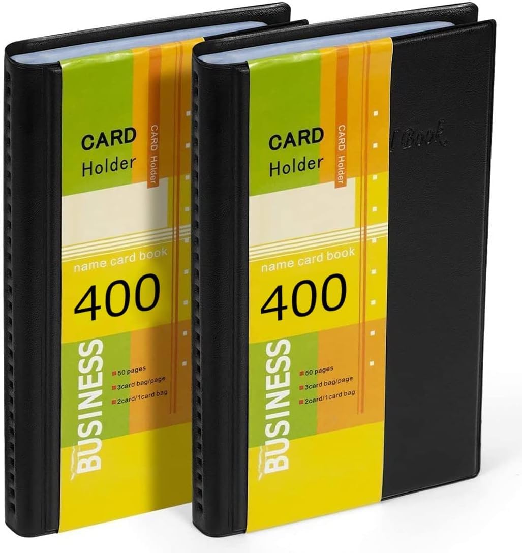 Hamosky Business Card Holder Organizer Book - PU Leather, 2 Pack Total for 400 Business Cards