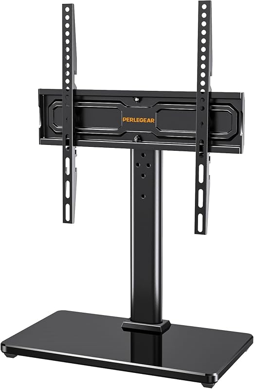 Supporto TV da Tavolo Girevole per TV da 24-60 Pollici Fino a 45 kg, Universale Supporto TV da Tavolo Regolabile in Altezza, Piedistallo TV con Base in Vetro Temperato Max VESA 400x400mm — foto 1 di 8