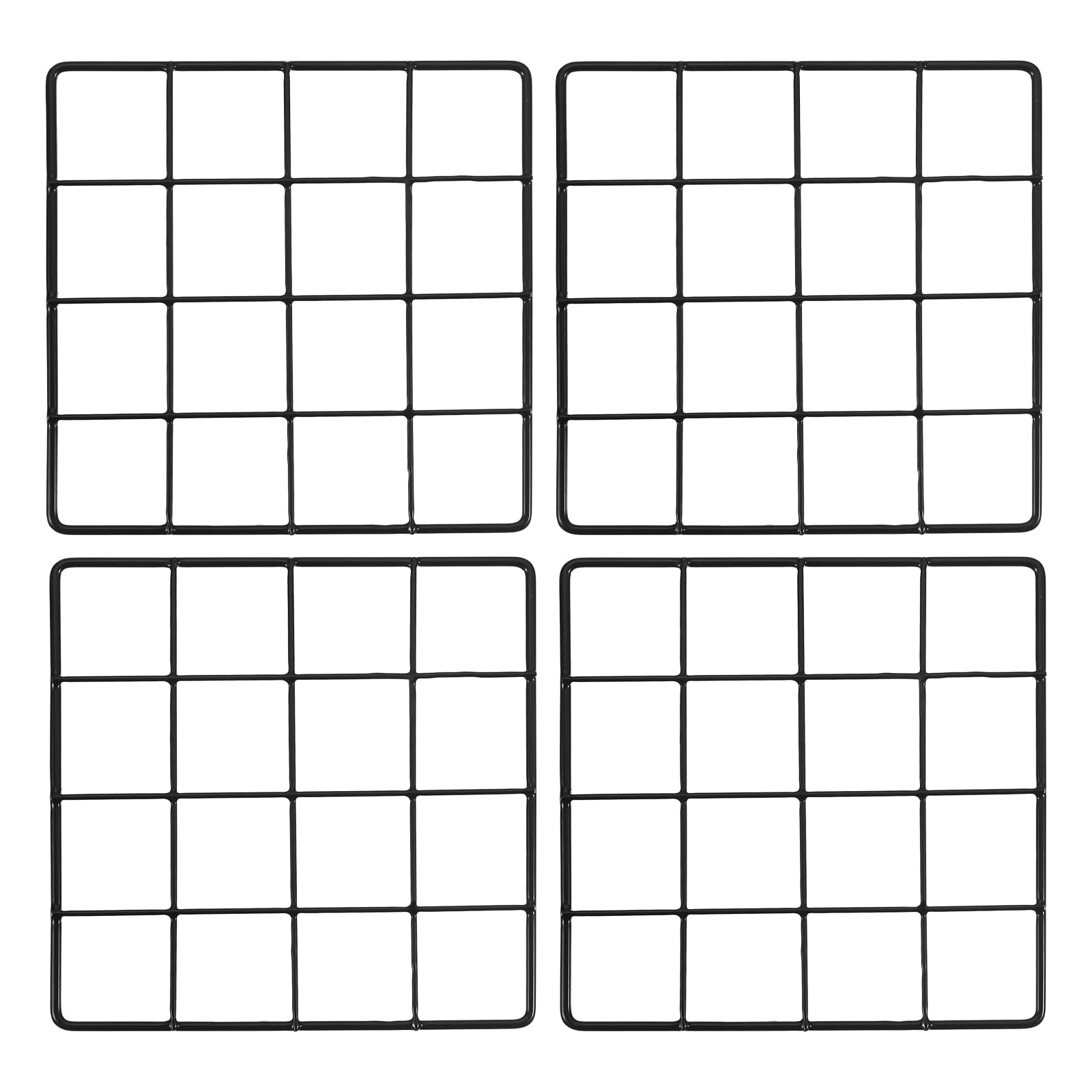 PATIKIL 8x8 Inch Wall Grid Panel, 4 Pcs Metal Wire Photo Wall Decorative Grid for Photo Display Hanging Picture Memo Home Decorations, Black