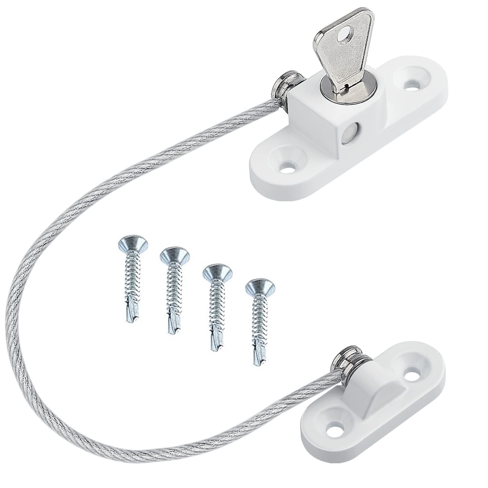 Window Locks Child Safety for UPVC Windows 1Pcs Window Restrictor with Keys and Screws upvc Window Locking Mechanism for Protection, Anti Burglary -20cm in Length to 100mm Opening (White)