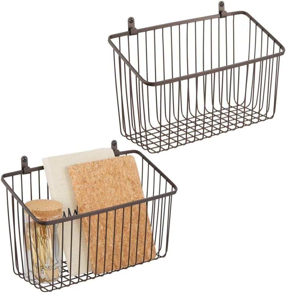 Bronze mDesign Set of 2 Hanging Storage Baskets MultiPurpose Organiser