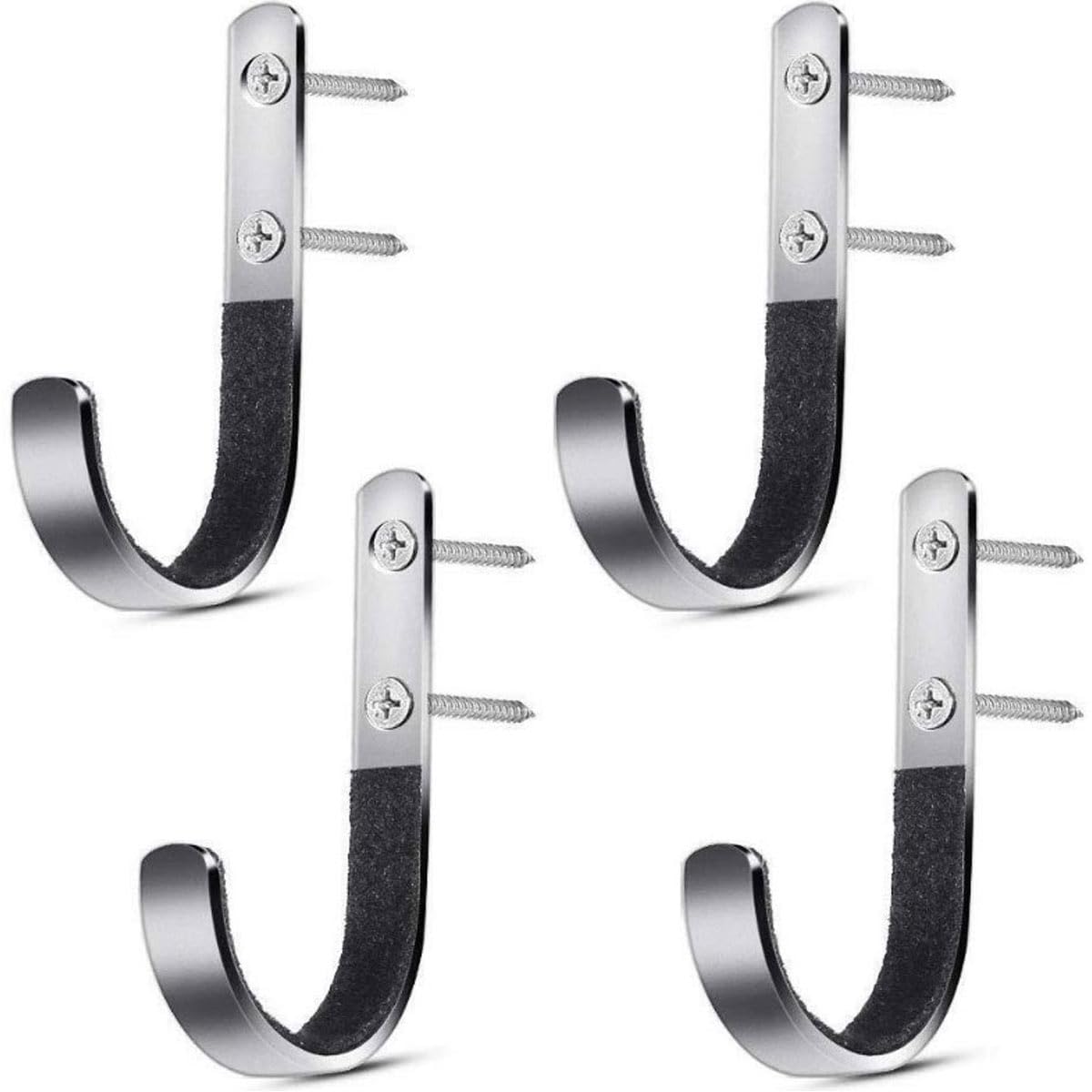 RALSPEC 4 x Padded Rifle Wall Mounting Hooks Brackets Gun Rack Cabinet Hanging Mounts Guns Rifles Shotgun Display Holder Silver Metal