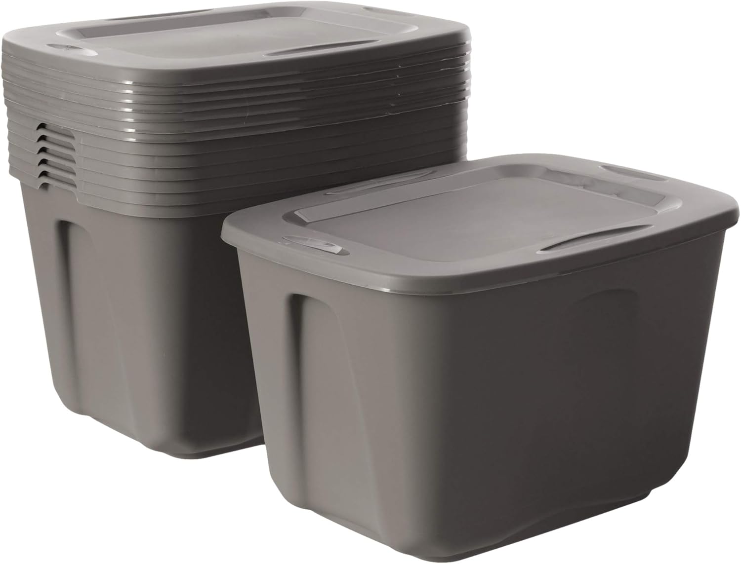 Homz Plastic Storage Tote Box with Lid, 18 Gallon, Cool