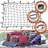 3'x4' Super Duty Cargo Net, Bungee Net Stretches to 6'x8' for Oversized Rooftop Cargo Rack | 12 Tangle-Free Steel Carabiners + 12 Hooks | 3.5"x3.5" Grid Holds Small & Large Loads Tighter
