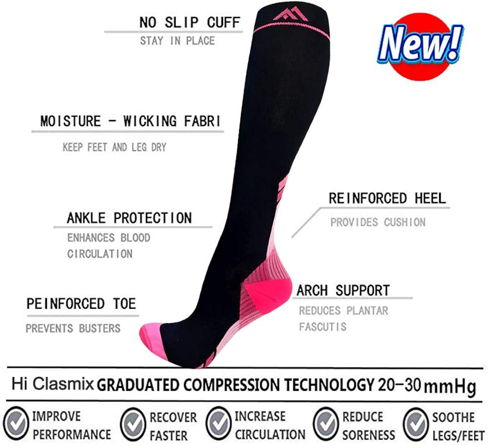 Graduated Medical Compression Socks for Women&Men 20-30mmhg Knee High Sock : Clothing