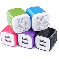 USB Wall Charger, Charging Block, 5Pack 2.1A Wall Plug Portable Power Cube Brick Charger Adapter Compatible with iPhone…