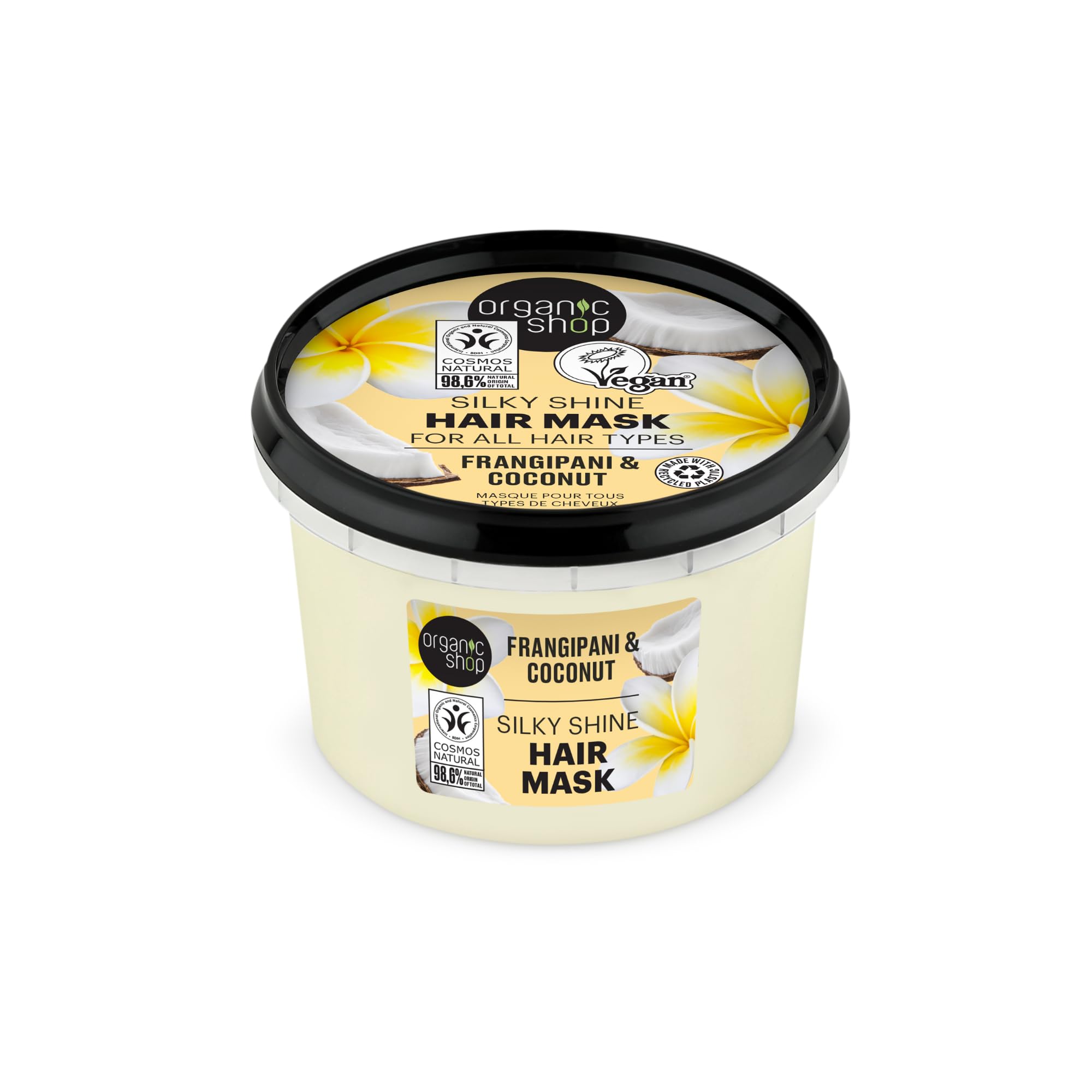 Organic Shop All Hair Types Silky Shine Mask Frangipani and Coconut, 250 ml