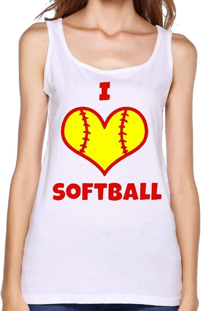 Women's I Love Softball Sleeveless Tank Tops Fashion Tee Amazon.co.uk
