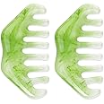 WLLHYF 2 Pcs Jade Massage Combs, Natural Stone Guasha Scraping Scalp Comb Facial Massage Tool Multi-Functional Handheld Head Massage Comb for Head Caring Body Relaxing