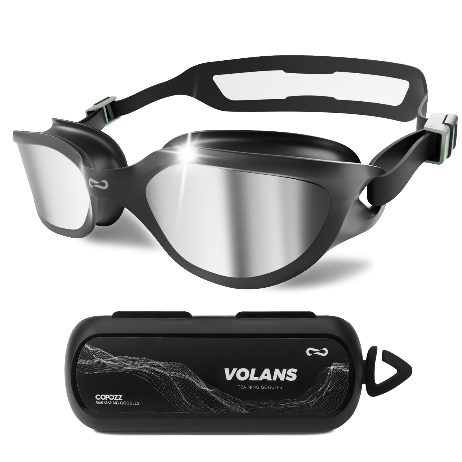 Photo 1 of COPOZZ Swim Goggles, Goggle Swimming Adult for Men And Women, Anti-Fog No Leakage UV Protection for Swim Goggles Adult Women(Silver Lens+Black Frame)