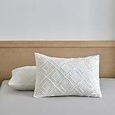 xuan dian King Pillow Shams 2 Pack, King Size Pillowcases, Soft Microfiber Geometric Tufted Pillow Covers with Envelope Closure, Ivory, 20x36 Inches