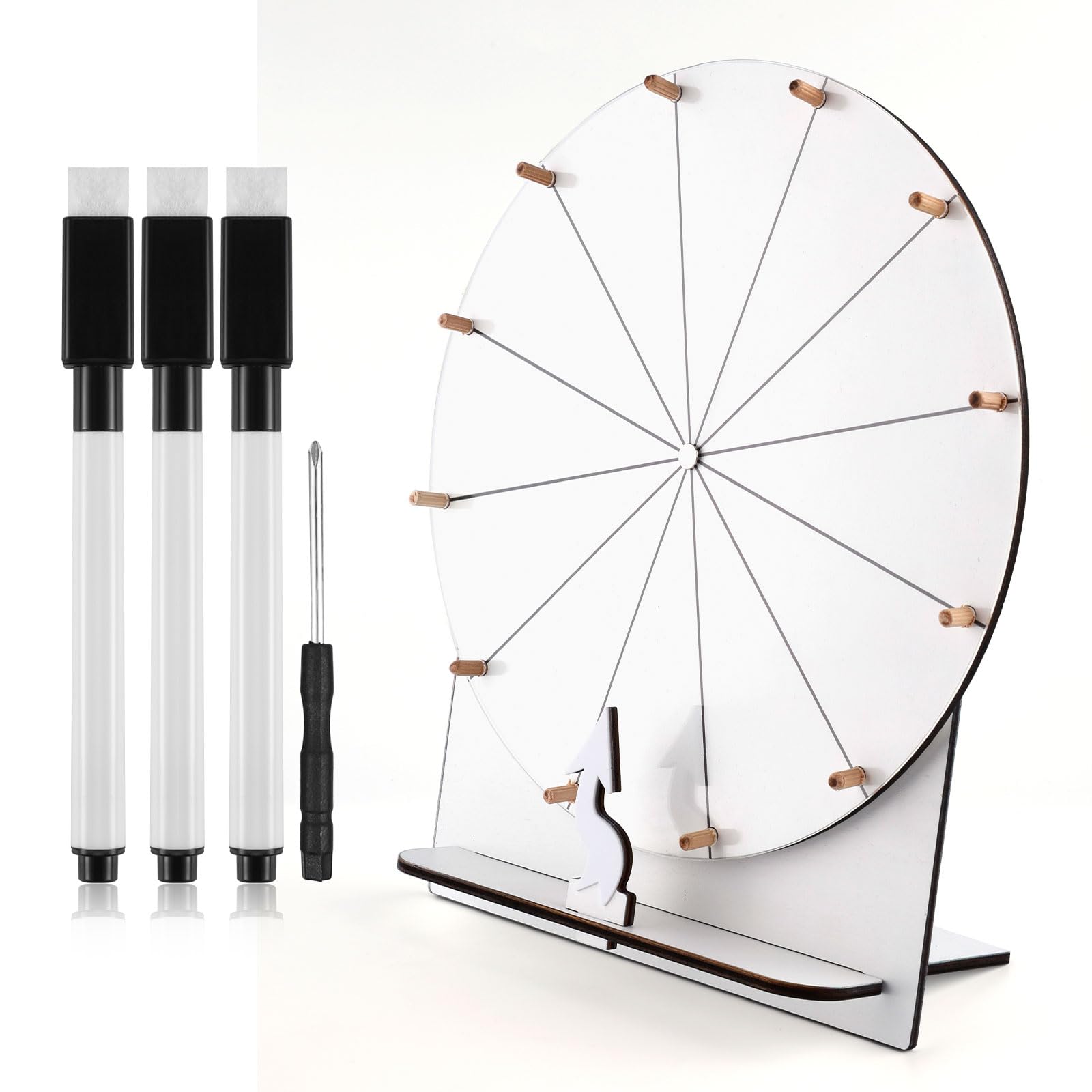 NQEUEPN Wooden Spinning Wheel, 11.4inch Prize Wheel Spinning Prize Tabletop Spinner Raffle Roulette for Fortune Game Prizes Carnival Trade Show (White) — image 1