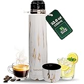 Kalmateh Stainless Steel Thermo Bottle 34oz for Hot Drinks, Precise Pouring for Coffee, Tea, Yerba Mate and Cold Beverages