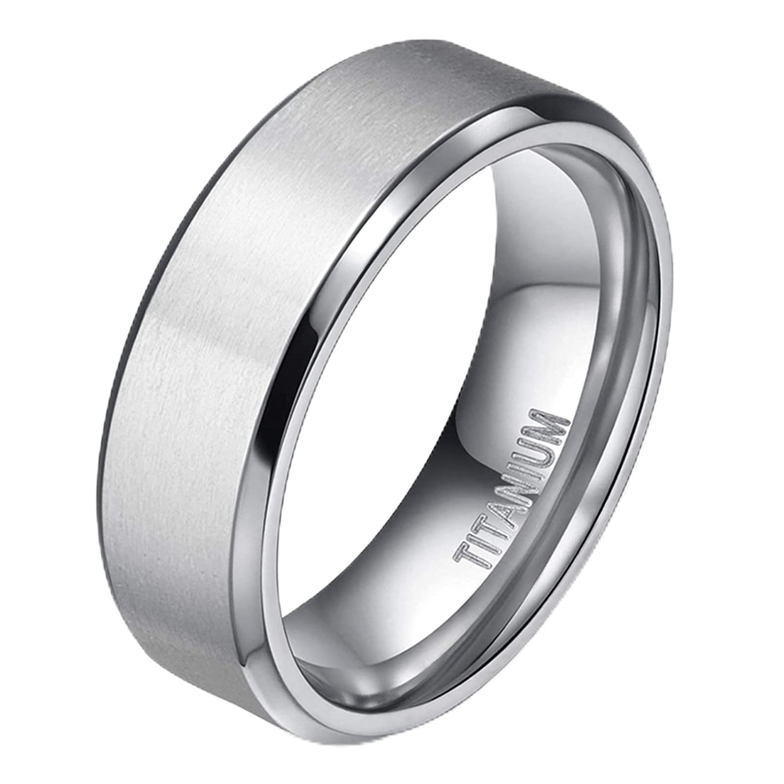 Zakk Silver Titanium Engagement Rings For Men Women Matt Brushed Comfort Fit Wedding Band 4mm 6mm 8mm 10mm (8mm,Size Q 1/2)