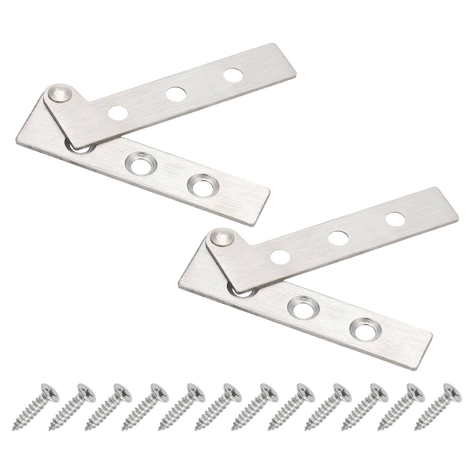 PATIKIL Door Pivot Hinges, 2 Set 360 Rotating Hidden Door Hinges Up Down Shaft Hardware S Size for Secret Door, Bookcase, Silver Tone