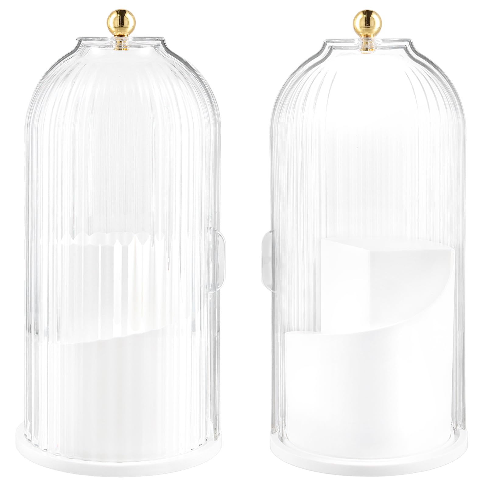 ZEONHEI 2 PCS Makeup Brush Holder Organiser, 360 Degree Rotating Makeup Organiser with Lid, 3 Compartments Cosmetics Organiser Make Up Brushes Container for Vanity, Dressing Table, Travel