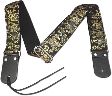TP-STRAPS 和柄ストラップ 金龍/黒 L （95cm～157cm） tiny products ギターストラップ 京都 金襴生地使用 made in Japan