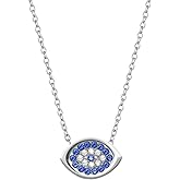 TenrSteel Dainty Stainless Steel Cubic Zirconia Round/Eye Pendant Necklace for Women Pave Necklaces Fashion Jewelry
