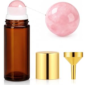 50ML Rose Quartz Roller Bottle for Castor Oil, Amber Glass Roll On Bottles | Strapless Backless Invisible Adhesive Bras for W