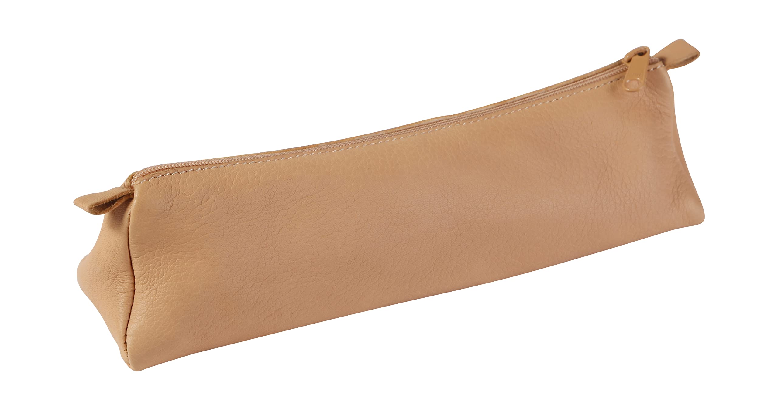 Clairefontaine 8302C - Natural Genuine Leather Triangular School Pencil Case 22x6x6 cm in Genuine Lambskin - School Supplies - Pencil Case - Pencil Tray — image 1