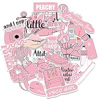 50 Cute Peppa Pink VSCO Stickers for Teen Girls Hydro Flask Hydroflask Water Bottles, Laptops