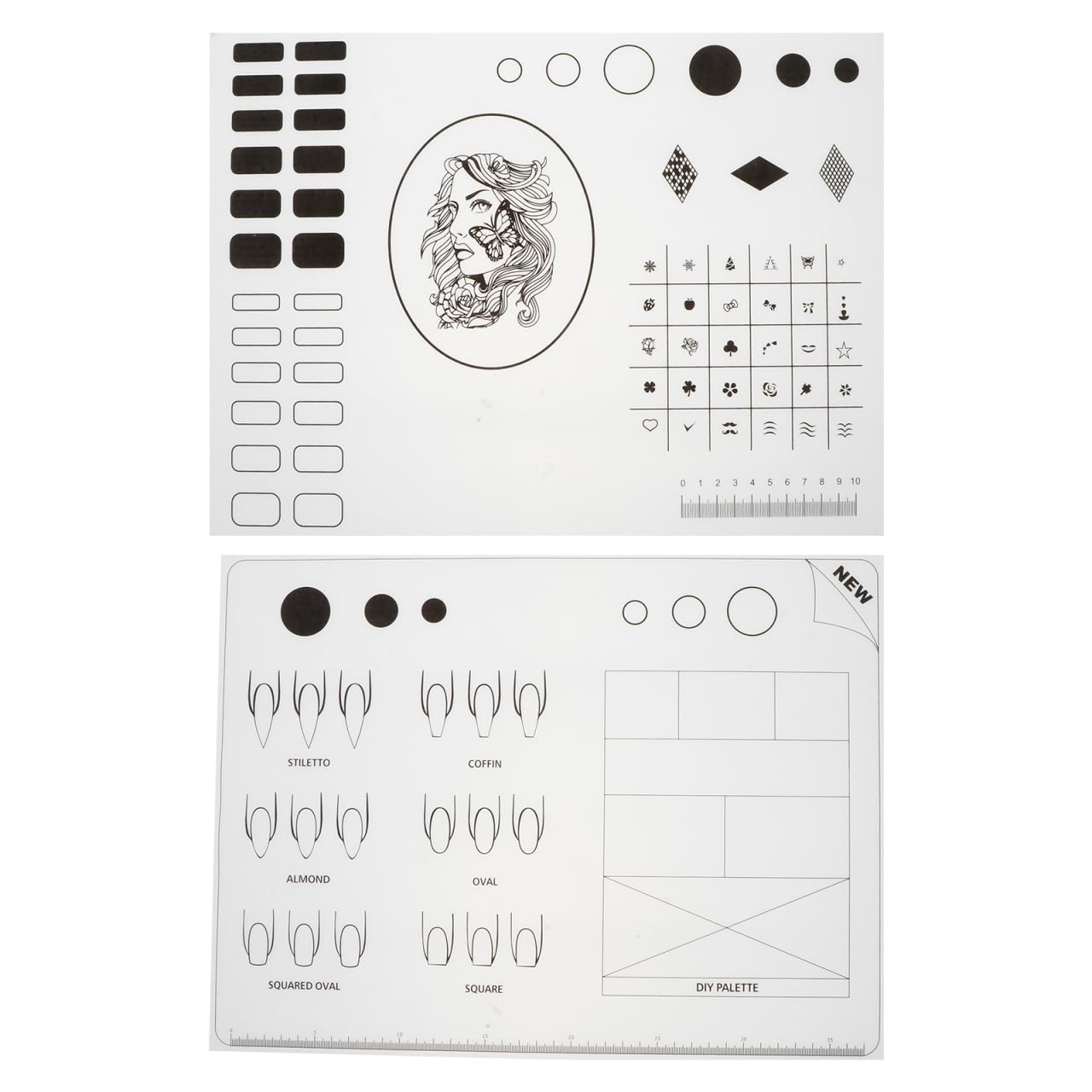 FRCOLOR Silicone Nail Training Mat DIY Nail Art Stamping Mats Workspace Manicure Mat Template Sheet for Application Practice