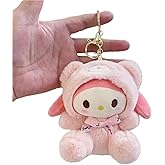 Cartoon Bag Charms Cute Plush Keychain for Women Girls, 5" Soft Backpack Key Chain Cute Stuffed Animals Bag Keychain