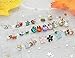 Yadoca Stainless Steel 30 Pairs Kids Stud Earrings for Girls Women Mixed Color Cute Animals CZ Jewelry Earring Set Heart Star Fox Bee Frog Ladybug Daisy Flower Tree Mushroom Umbrella Rose Gold White