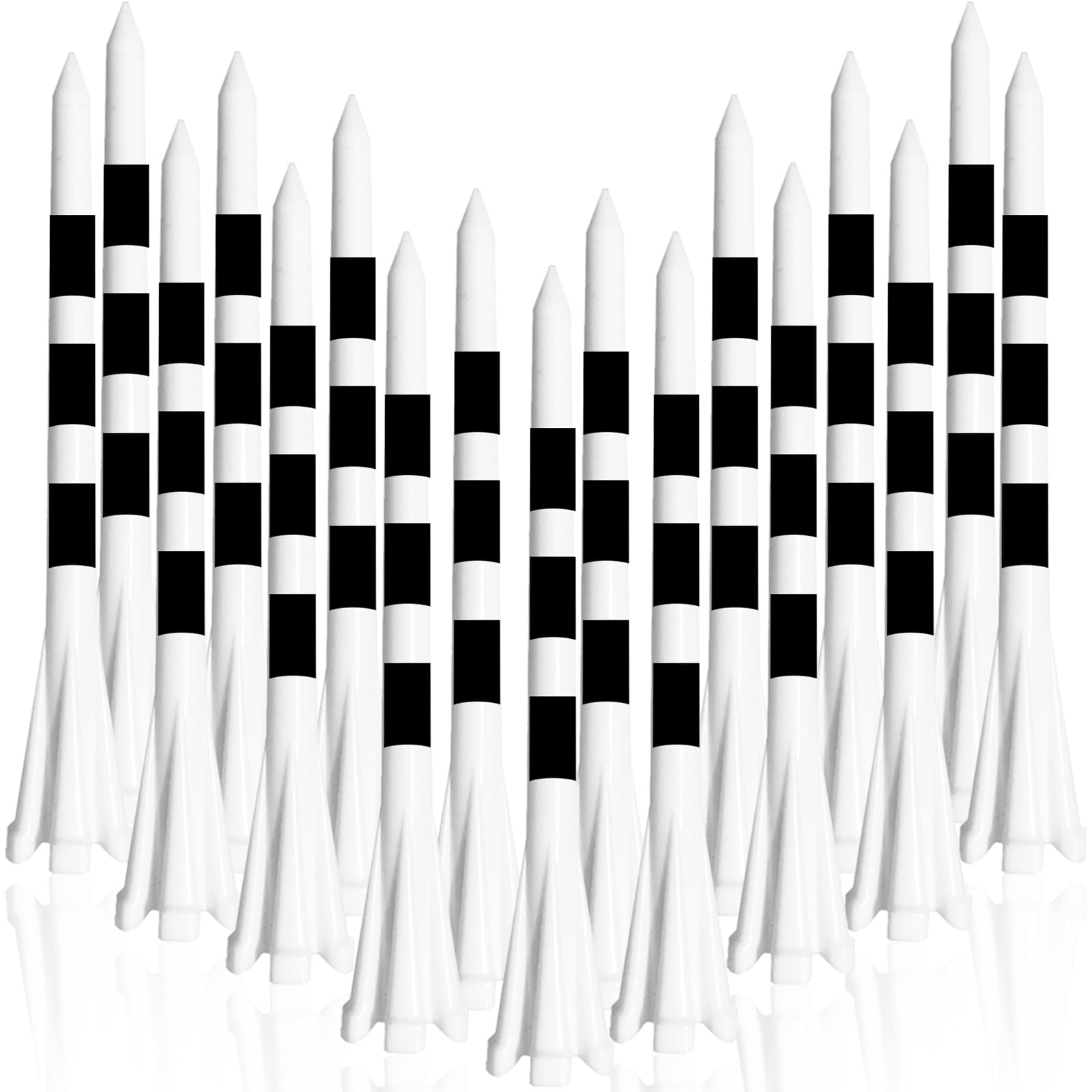 FINGER TEN Golf Tees Plastic Unbreakable 2 3/4 3 1/4 Inch Value 50 Count, 83mm 70mm Tee Durable Pro Upgrade Step Up Long Premium Color White Blue Orange Green Mixed (White&Black, 83mm)