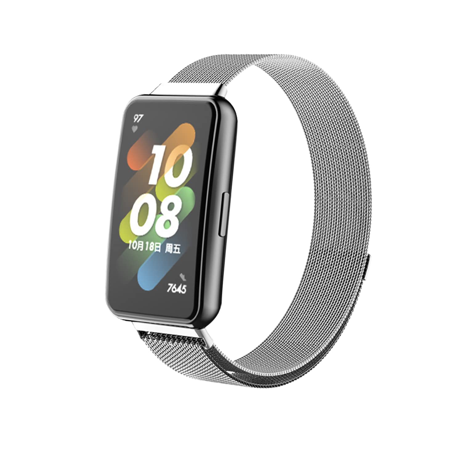 ZoRoll Metal Straps Compatible with Huawei Band 7, Stainless Steel Mesh Wristband, Replacement Band for Huawei Band 7 - Silver