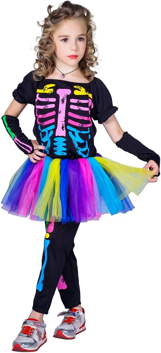 flatwhiteHalloween Girl's Skeleton Costumes (L)