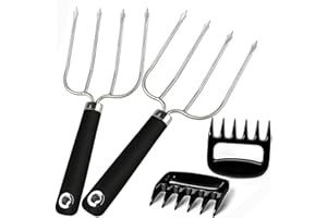 MTNZXZ Turkey Lifting Forks, Meat Claws, Strong Endurance Stainless Steel Poultry Chicken Fork, Ultra-Sharp Roast Ham Forks. Easily Lift, Handle Meats - Essential for BBQ & Thanksgiving Pros, 4 Pcs