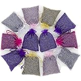 Set of 12 Highland Lavender Sachets - Naturally Dried Ultra Blue Grade - 5 Colors Sachets with Easy Resealable Bag