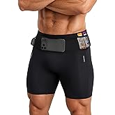 Men's Running Compression Shorts 7" Lightweight Biker Shorts with Pockets | Multi-Pockets with Reflective, Built-in Drawstring, Performance Sports Quick-Drying Workout Shorts for Training Athletic Gym