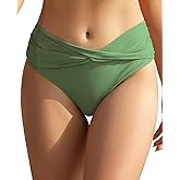 SHEKINI Women's Bikini Bottom Twist Front Cheeky Swimsuit Ruched Bathing Suit Bottoms