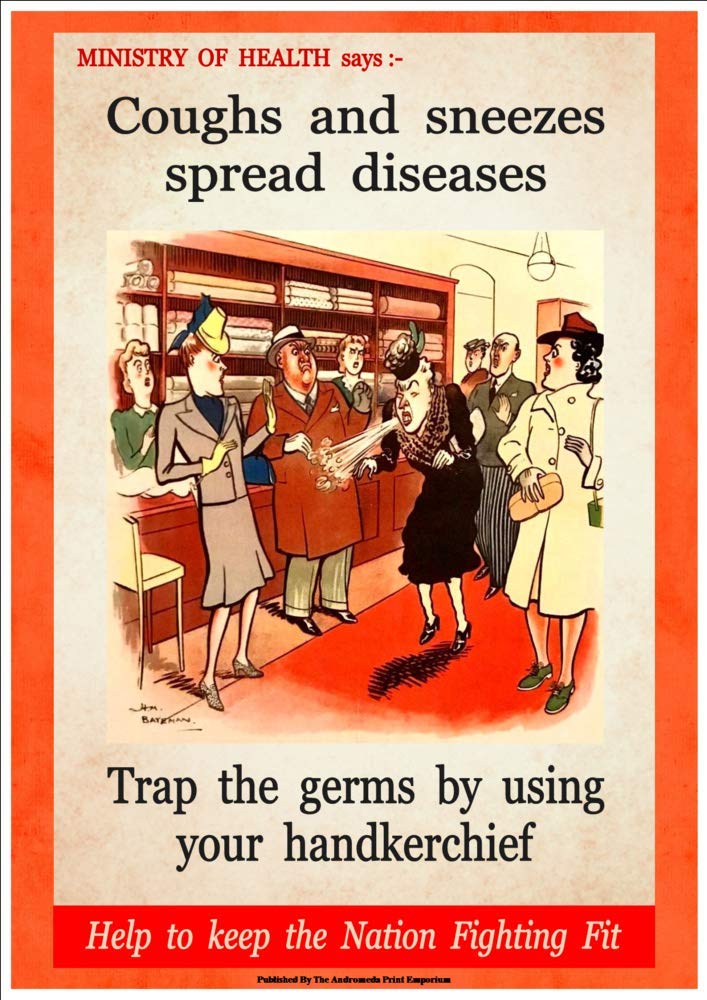 Coughs and Sneezes spread diseases A4 Glossy Vintage Propaganda Poster Art Print Amazon.co.uk