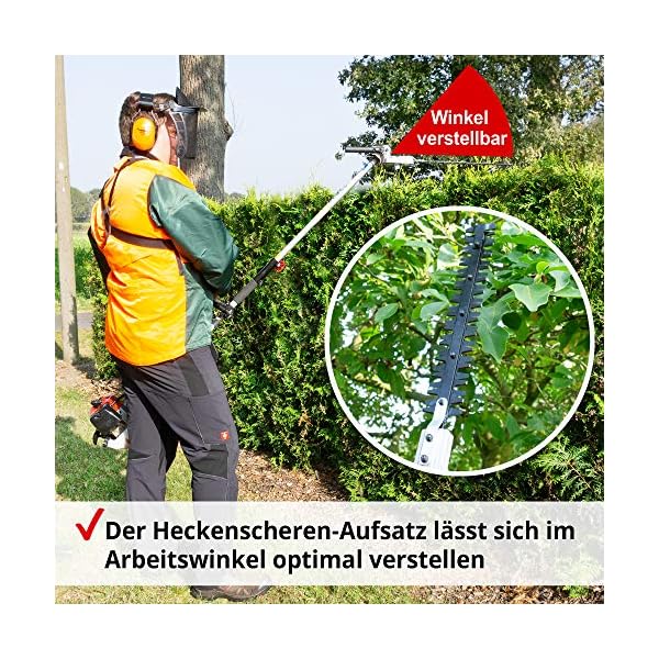 HECHT Hochwertiges 4 in 1 Benzin MultifunktionsgerÃ¤t - Starke 2 PS - Freischneider, Rasentrimmer, Hochentaster und Heckenschere in Einem I Mit idealer VerlÃ¤ngerung – Bild 6